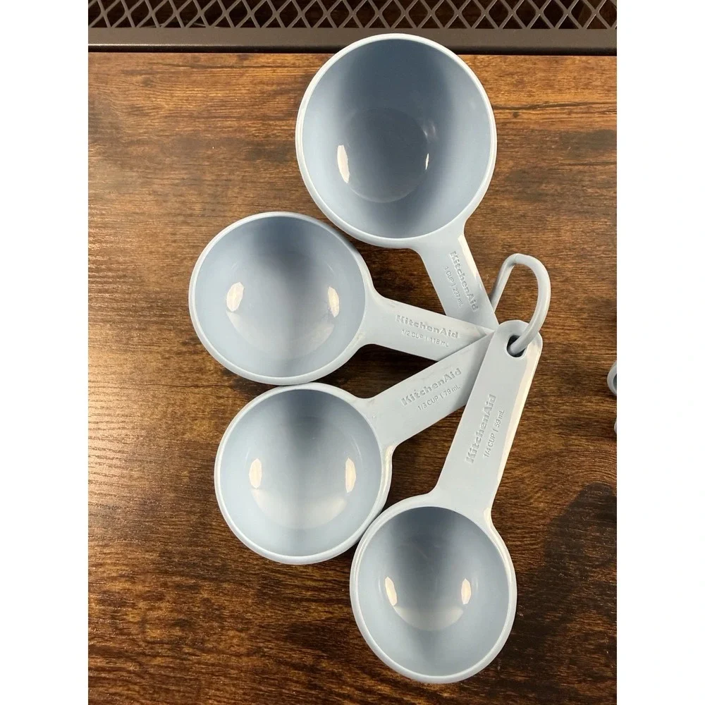 Kitchen Aid‎ Teal Measuring Cups And Spoons, Set Of 9, Soft Grip Handles EUC!